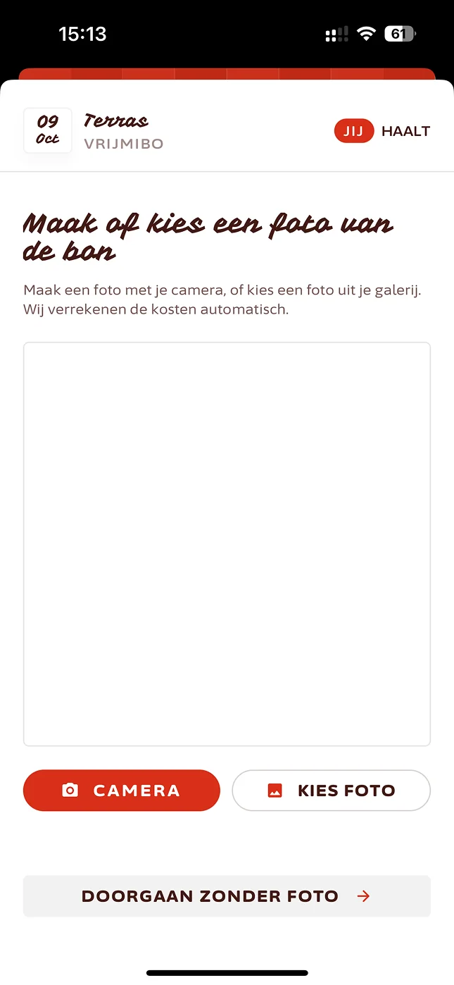 Schijfie app: foto van de bon