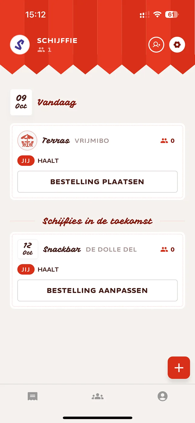 Schijfie app: overzicht van vandaag